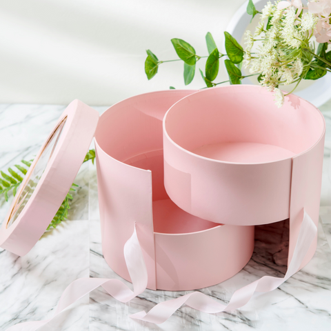 Two-Drawer Round Box With Clear Lid |Gift Box |Flower Box | Holiday Box | Fathers Day Box |Mothers Day Box| Birthday Box |Wedding Box |Two- Drawer Box| Tassel Box