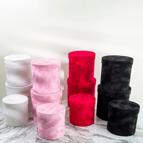 image of a Luxury Velvet Cylinder Flower Box With Lid