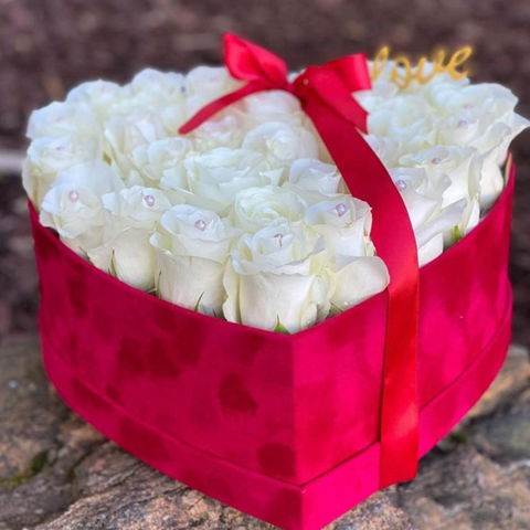 Heart Shaped Velvet Flower Box | Gift Box |Flower Box | Candy Box | Valentines Box | Mothers Day Box | Christmas Box |Christmas Gift |