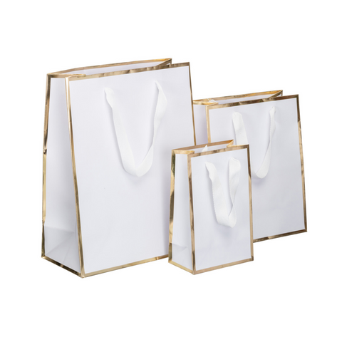 image of a white bag with gold edge