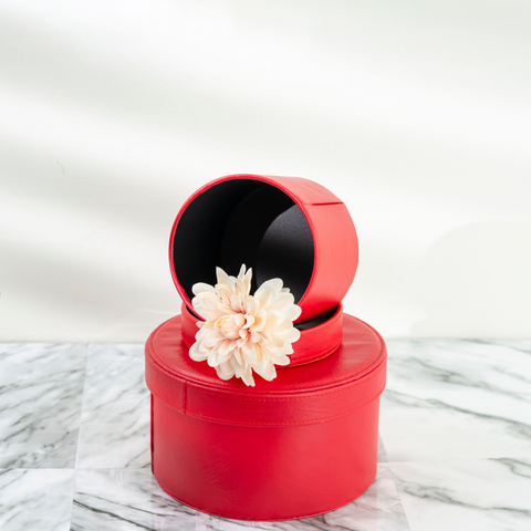 Leather Round Flower Box | Holiday Box |Christmas Box | Valentines Box | Fathers Day Box |Mothers Day Box