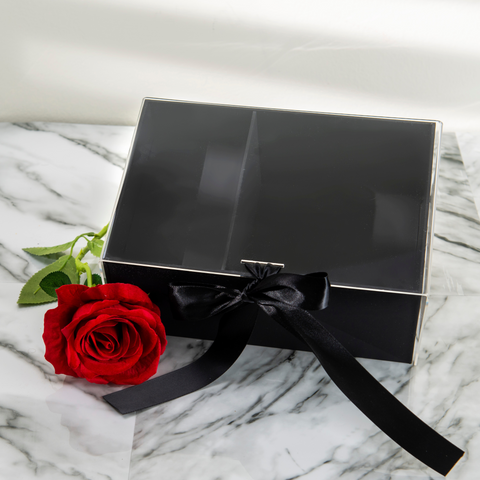 Luxury Acrylic Top Flower Box With Ribbon| Clear Lid Box| Two drawer box |  Flower Box| Candy Box| Tassel Box | Holiday Box | Valentines Box | Christmas Box | Mothers Day Box | Fathers Day Box|Graduation Box