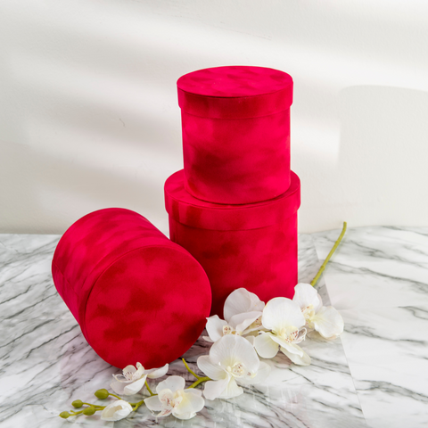 Luxury Velvet Cylinder Flower Box With Lid | Flower Box | Mothers Day Box |Fathers Day Box| Valentines Box | Gift Box| Christmas Box | Wedding Box |Birthday Box