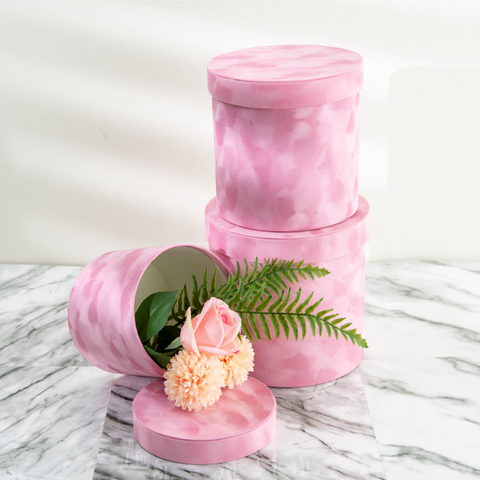 Luxury Velvet Cylinder Flower Box With Lid | Flower Box | Mothers Day Box |Fathers Day Box| Valentines Box | Gift Box| Christmas Box | Wedding Box |Birthday Box