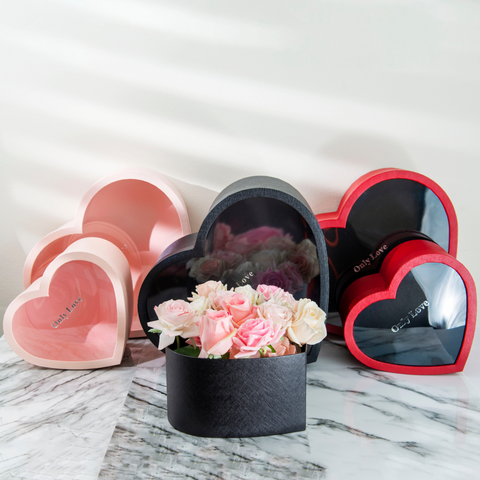 Oairse Heart Boxes for Flowers Nesting Gift Boxes with Lids Heart Shaped  Boxes for Flowers Arrangements Set of 4 Red Gift Boxes for Presents