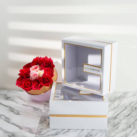 Square Shaped "Just For You" Box With Clear Lid| Holiday Box |Christmas Box | Valentines Box |Mothers Day Box |Fathers Day Box| Wedding Box |Birthday Box |Gift Box |Bridal Shower Box |Jewellery Box |Candy Box