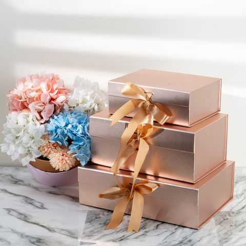 Rose Gold Magnetic Box With Ribbon| Flower Box | Holiday Box |Wedding Box |Birthday Box | Fathers Day Box | Mothers Day Box | Valentines Box |Christmas Box |Chocolate Box