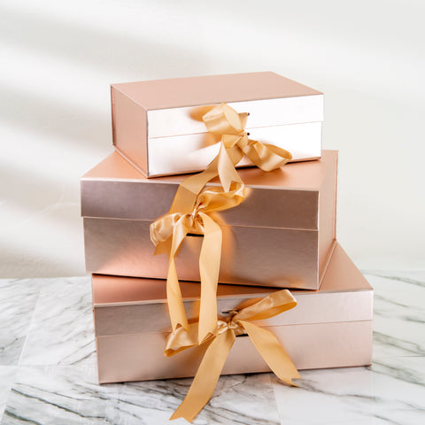 Rose Gold Magnetic Box With Ribbon| Flower Box | Holiday Box |Wedding Box |Birthday Box | Fathers Day Box | Mothers Day Box | Valentines Box |Christmas Box |Chocolate Box