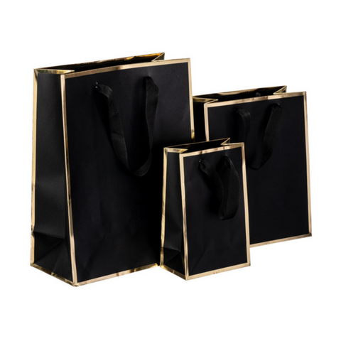 10-pack Black & Gold Gift Bags, Wedding Box, Birthday Box