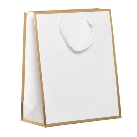 10-pack White & Gold Gift Bags, Elegant Bag, White Bag, Gift Bag